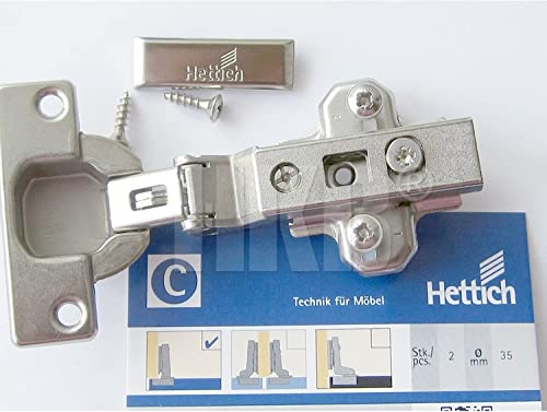 BSBe® 1 Stück Eckscharnier, Topfscharnier 125° für Eckschränke und vorliegende Türen, Topf-ø = 35mm, Kröpfung 10mm, mit Kreuzmontageplatte, Blende und Schrauben