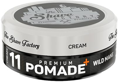 THE SHAVE FACTORY Pommade Premium – 11 Wild Mane 150ml – Pommade Cheveux Tenue Forte, Brillance Moyenne, Contrôle Durable – Base Aquatique Facile à Rincer – Qualité Barbier pour Coiffure Quotidienne