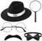 Set de 6 Accesorios de Disfraz de Cosplay de Detective, Sombrero de Detective Lupa Bigote Falso de Detective Pajarita Anteojos para Juego de Rol Decoración de Fiesta (Estilo Genial)