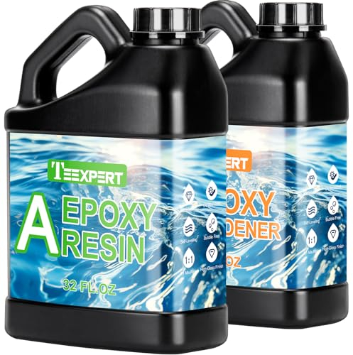 Teexpert 1.9L Hochglanz Epoxidharz Set, Klares Selbstnivellierendes Blasenfreies Epoxy Resin, 1:1 Mischung Epoxidharz mit Härter für Schmuck, Formen, Wohnkultur, Untersetzer, Ornamente