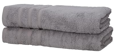 one-home 2er Pack Gästehandtücher 30x50 cm Baumwolle Weich Frottee Unifarben Saugfähig, Farbe:anthrazit