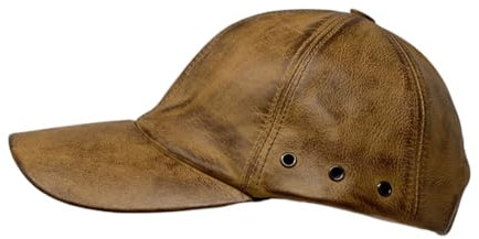 Baseball Cap Leder Outdoor Biker Kappe Lederkappe Käppi Unisex (DE/NL/SE/PL, Alphanumerisch, Einheitsgröße, Sand)