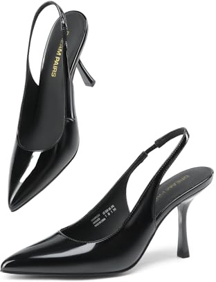 DREAM PAIRS Scarpe décolleté da Donna con Punta Chiusa,Size 38.5,Nero-Pat,DWUMPU2510