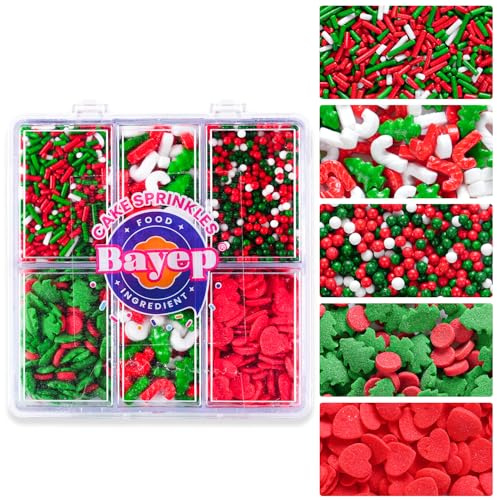 Décors Sucrés Noël 80 g - Pâtisserie Vermicelles, Perles, Arbres de Noël, Canes Comestibles en Sucre rouge, vert, blanc – Décoration Alimentaire Pâtisserie, Desserts, Gâteaux, Biscuits, Cupcake