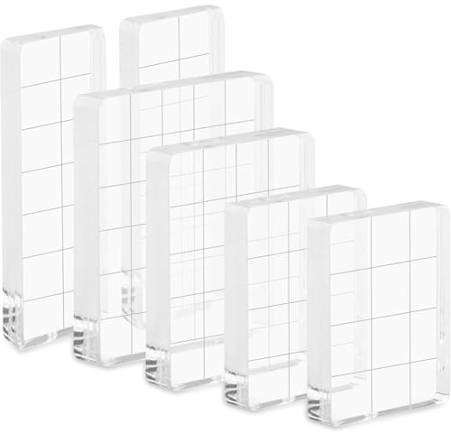 TsoLay Dekorativa stämpelblock, 6 st akrylstämpelblock, 4 storlekar transparent stämpelblock