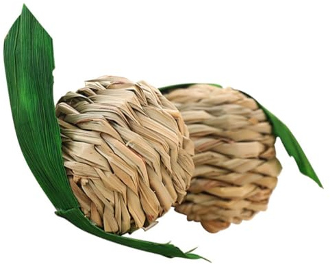 ARTSEWPLY Rabbit Chew Straw Balls 2pcs Hand Woven Natural Cage Toys