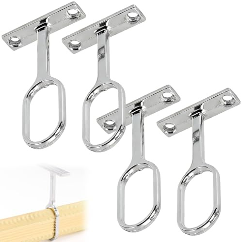 Wcawnlt 4 Stück Garderobenstange Oval Wandhalterung, Stangen Flansch Set Aus Metall Für Schrank Montage, Kleiderstangenhalter Für Wand Decke Gardinenstange Und Vorhangstange