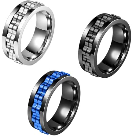 3 Pcs Stainless Steel Spinner Rings, Rotating Fidget Rings for Adults