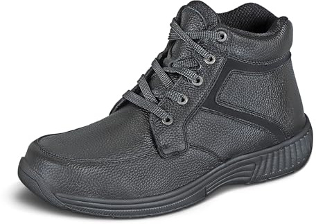 Orthofeet Men's Orthopedic Highline Slip Resistant Leather Boot, Black, Size 9 Wide
