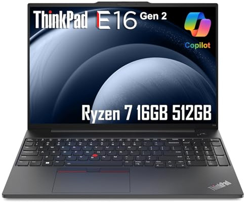 Lenovo ThinkPad E16 Gen 2 Business Laptop (16 FHD+ Anti-Glare, AMD Ryzen 7 7735U (> Intel i7-1355U), 16GB DDR5, 512GB SSD) Backlit, Fingerprint, Wi-Fi, Ethernet, 1080p Webcam, Win 11 Pro w/ Copilot