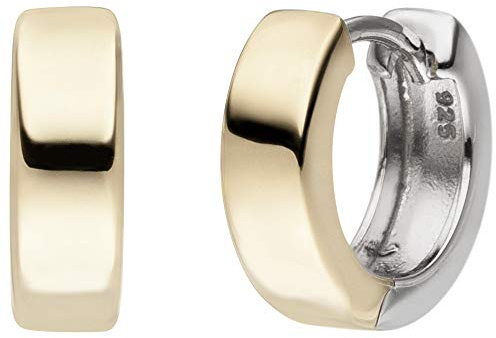 Jobo Damen-Creolen aus 925 Sterling Silber Bicolor 13 mm