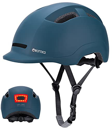 GROTTICO Adult Bike Helmet with Light - Dual Certified for Bicycle Scooter Skateboard Road Cycling Skating Helmet