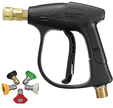 Hochdruckreiniger-Pistolengriff mit 5 Wasserdüsenspitzen, Wasserwaschreiniger für Auto-Reinigungsset (M22 Schlauchanschluss 3,0 Spitze), Powerstab 4350 PSI