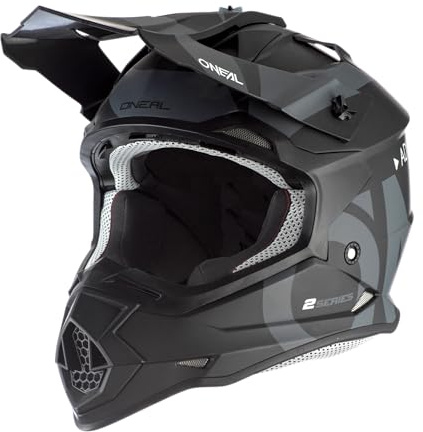 O'NEAL | Motocross-Helm | MX Enduro | ABS-Schale, Lüftungsöffnungen für optimale Kühlung | 2SRS Helmet Slick V.23 | Erwachsene | Schwarz Grau | Größe S (55/56 cm)