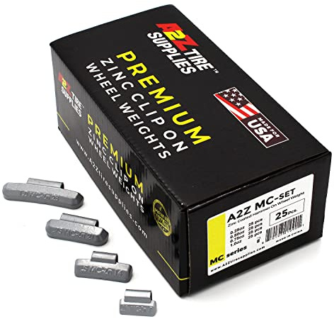 A2Z Tire Supplies MC Series Hammer on ZINC Wheel Weights Coated (0.25oz-0.50oz-0.75oz-1.0oz) Box of 100pcs @25pcs