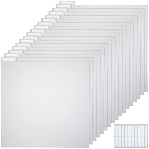 30 Pieces 12 x 12 Inches Scrapbook Tabbed Dividers Scrapbook Paper Storage Dividers Page with Labels for Storage Box Cards File Holder