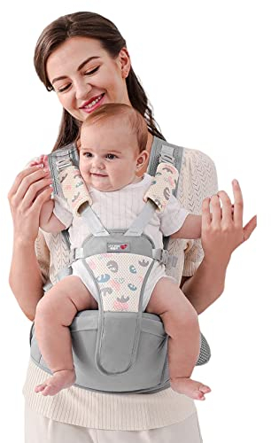 SONARIN Simple Porte-bébé Siège de Hanche, Multifonctionnel Respirant Avant Echarpe de Portage Ventral Ergonomique pour Nouveau-né 0-36 Mois (Gris)