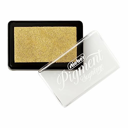 stieber® Stempelkissen Maxi Tupfkissen Gehäuse ca. 92x61 mm, Fasermaß ca. 75x43 mm *Bitte Farbe/Ausführung wählen!* Pigmentschaum (Pigment Gold Sparkle)