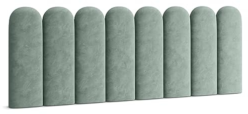 Muralo Polsterpaneel ovales WANDPOLSTER Wandkissen Bettkopfteil Wandpaneel Schlafzimmer Wohnzimmer Bett Lendekissen Modern Luxus Gepolstert Polster Paneel (Mint, 30 cm x 80 cm)