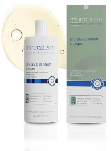 Mineaderm Anti-Schuppen Shampoo für Fettige Kopfhaut – Mit Piroctone Olamine, Salicylsäure & Teebaumöl – Ohne Silikone – Für Damen & Herren – 300 ml