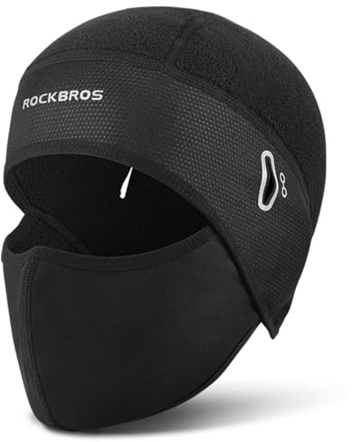ROCKBROS Skull Cap Helmet Liner with Glasses Holes Winter Thermal Cycling Cap Cycling Hat Beanie Black