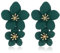 FDEETY Ohrringe Mode Doppelschichtige Blumen Tropfen Ohrringe Böhmische Blume Ohrringe Übertriebene Blumenohrringe Modeschmuck für Damen (Grün)