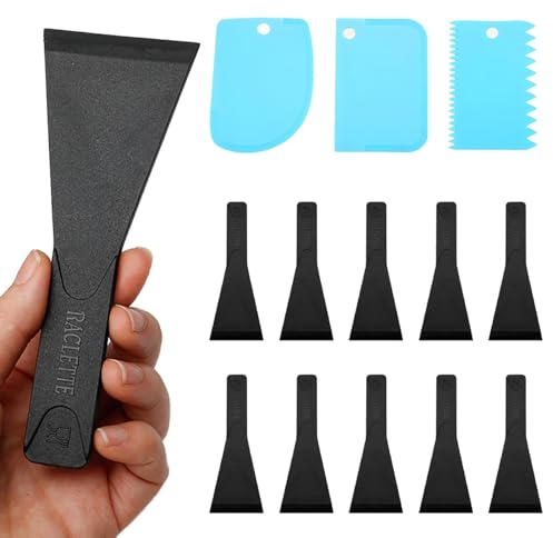 Lote de 10 espátulas para escobilla de escobilla de goma, 3 raspadores para tartas, antiadherente, ancho de 5 cm, maxi, biselado, espátula de plástico, accesorios para moldes de pastelería