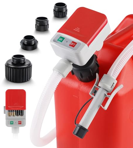 SKYJDM 3.2GPM Portable Fuel Transfer Pump with Auto-stop Sensor, Red