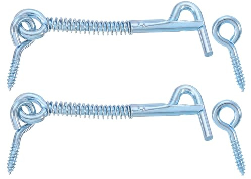 QUARKZMAN 2Pcs crochet de Sécurité avec Loquet à Œil, 3 Crochet et Loquet de Porte en Fer avec Verrou à Ressort pour Portail Familial, Portes de Salle de Bain, Portes de Grange