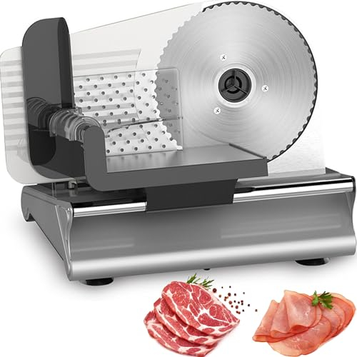 ylpddmm Affettatrice Elettrica da Casa,Affettatrice Professionale con Piedini Antiscivolo,Lame da 19 cm, Spessore 1-15 mm per Affettare Cibi, Carne, Pane,200W Affettatrice Salumi,110V
