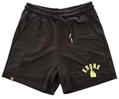 Kronk One Colour Gloves Applique Lined Gym Shorts Black and Gold