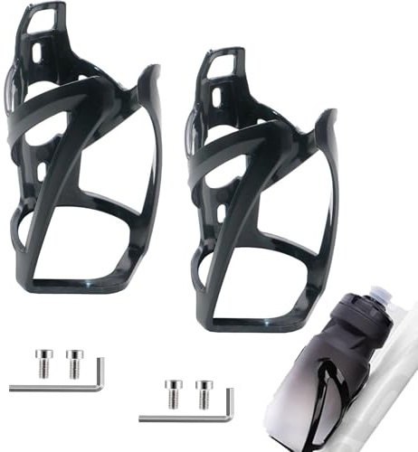Flaschenhalter Fahrrad Getränkehalter, Schön Unzerbrechlich Leicht Fahrradflaschenhalterung, Fahrrad Getränkehalter, Leichtgewicht Trinkflaschenhalter für MTB Rennrad Fahrrad (2er-Pack-Schwarz)