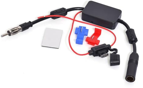 SZSAUTO Universal Car Antenna Booster 12V Vehicle Stereo FM AM Radio Antenna Signal Booster Amplifier for Car Truck SUV Marine Boat UTV RV Audio Radio Stereo Media Head Unit Receiver