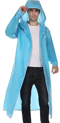 Wiederverwendbarer Regenmantel Männer Frauen Leichter Atmungsaktiver Regenponcho Faltbarer Regenumhang, Blau XL