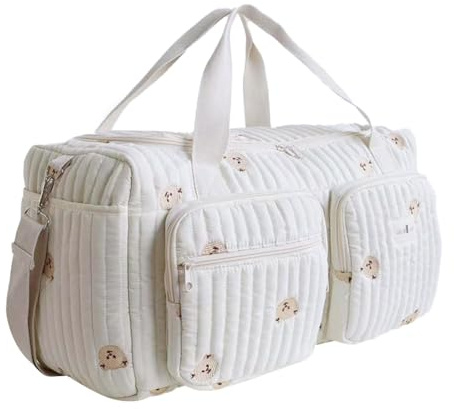 Quilted Baby Diaper Bag Large Capacity Duffle for Travel Stylish Weekender Bag for Women Handbags