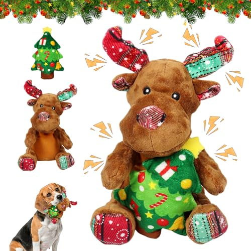 Capgoost Hundleksak jul, pipande hundleksak renar, interaktiv hundleksak, hundleksak ren plyschleksak, hundar liten, medelstor hund