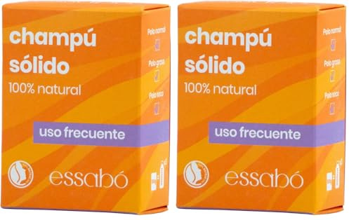 Essabó - Champú Sólido uso frecuente- 100% Natural - Base de Manteca de Mango y Aceite de Ricino - Elaborado Artesanalmente - Apto para Niños y Pieles Sensibles - Sin Alérgenos - 100 g (Paquete de 2)