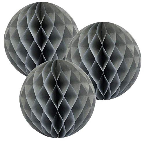 14(35CM) Paper Honeycomb Balls (Pack of 3) Several Colours Available (Grey)