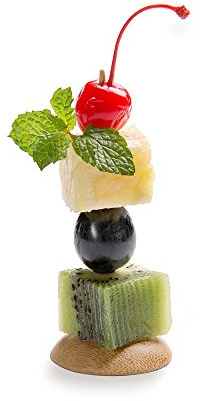 Restaurantware 1.5-inch Bamboo Pedestal Skewers: Perfect for Serving Appetizers and Cocktail Garnishes - Natural Color - 100-CT - Premium