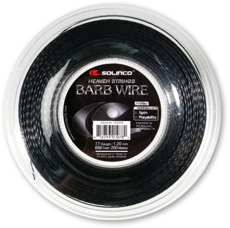 Solinco Barb Wire 200M Schwarz Tennis Saitenrolle 200m Monofil Schwarz 1,25
