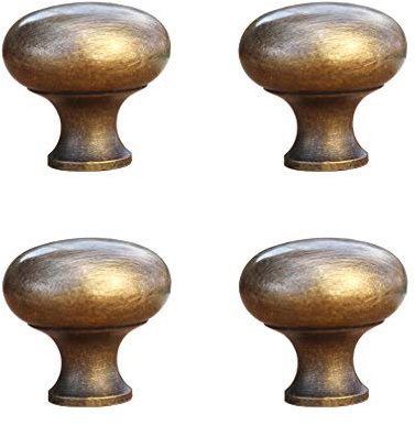 Tiazza 4pcs Small Solid Brass Knobs Antique Cabinet Drawer Pulls Modern Minimalist Handle (Antique Bronze) - Width : 2.5cm