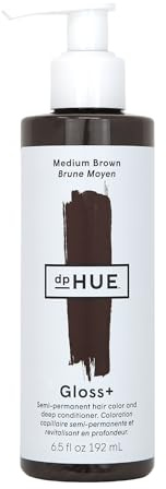 dpHUE Gloss+, Medium Brown - 6.5 oz (8-12 Applications) - Semi-Permanent Hair Color & Conditioner - Lasts Up to Eight Washes - Paraben, SLS & SLES Sulfate Free - Vegan, Leaping Bunny Certified