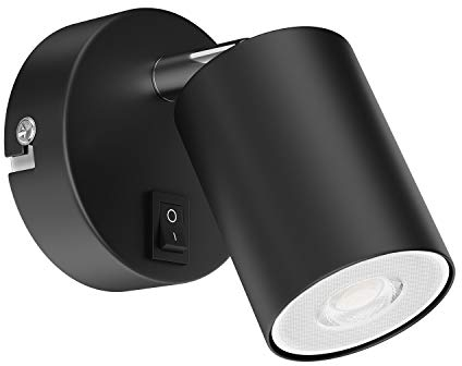 ledscom.de Wandspot WAIKA, einflammig, mit Schalter, GU10, schwarz matt, inkl. 468lm LED GU10 Lampe, warm-weiß