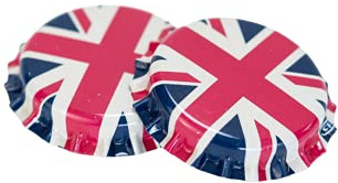 Vigo Presses Bottle Caps – 26mm Crown Caps Will Fit Almost All Beer Bottles – Suitable for All Homebrewing Applications – (Union Jack, 100)
