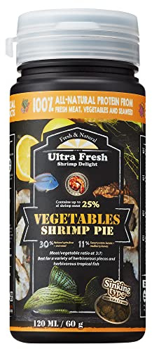 Ultra Fresh Algae Wafers Pleco Food, Spirulina & Algae, Sword Prawns, Balanced Diet, Color Enhancing, All Natural Ingredients, for Algae Eaters, Bottom Feeders, Vegetables Shrimp Pie, 2.12oz
