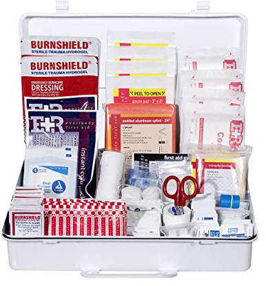 Class B OSHA ANSI Compliant First Aid Kit – Emergency Medical Supplies in Wall-Mountable Plastic Case for Workplace, Office, Home – 190 Piece