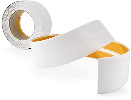 Quest Weichsockelleiste Selbstklebend - 30 mm x 30 mm - Knickleiste, Abschlussleiste für Küche, Badezimmer -Dichtungsband - PVC, Flexibel, Wasserdicht, Dekorativ - 15 Meter, Weiß