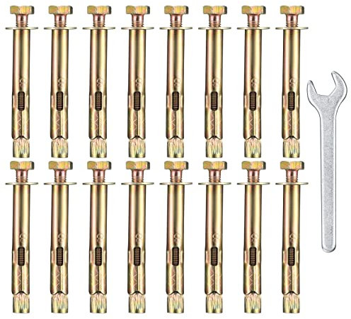 18 Pcs Expansion Screw Bolts, M6 x 8 x 60 mm Hex Bolt Sleeve Anchor Bolts, Heavy Duty Concrete Masonry Brick Wall Fixings Plugs Bolts Screws
