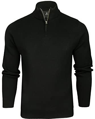 Xact Herren-Pullover 1/4 Reißverschluss, Turtle Neck, Rollkragenpullover, Baumwollanteil – Winterpullover für kalte Tage, ideal als Arbeitspullover, Pulli für Büro oder Freizeit (Black) XXL
