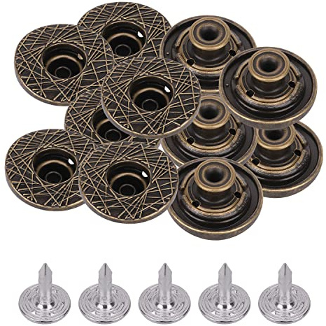 KAM 22 mm jeansknappar, snäppfäste, ingen sömnad, metallknappar, justerbara ersättningsknappar, hållbara fästelement för Denim, jeans, jackor, reparationskläder, brons, 10 st